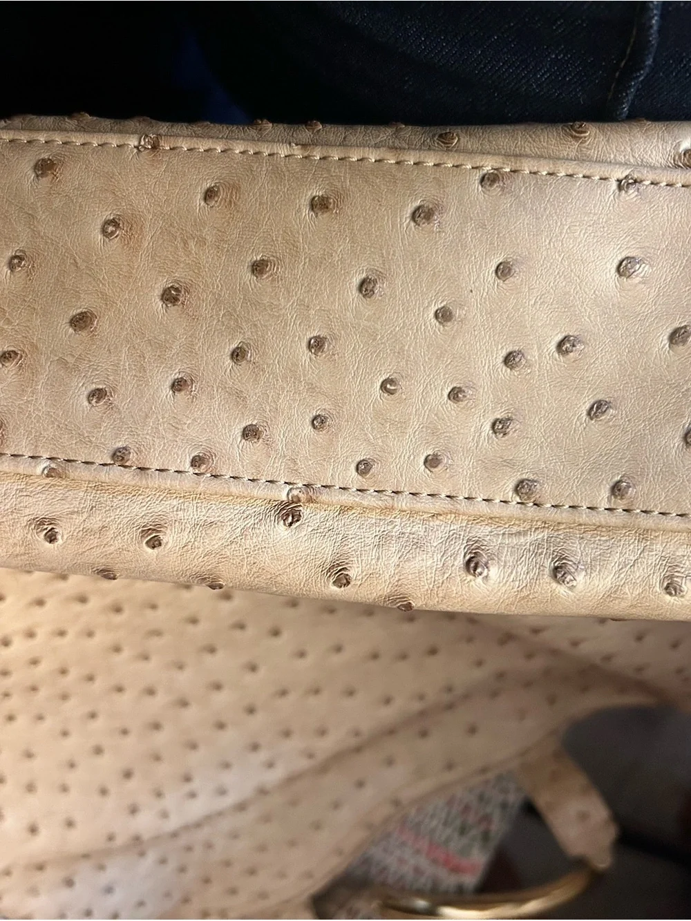 Beige Women’s Tote Bag with Gold Hardware